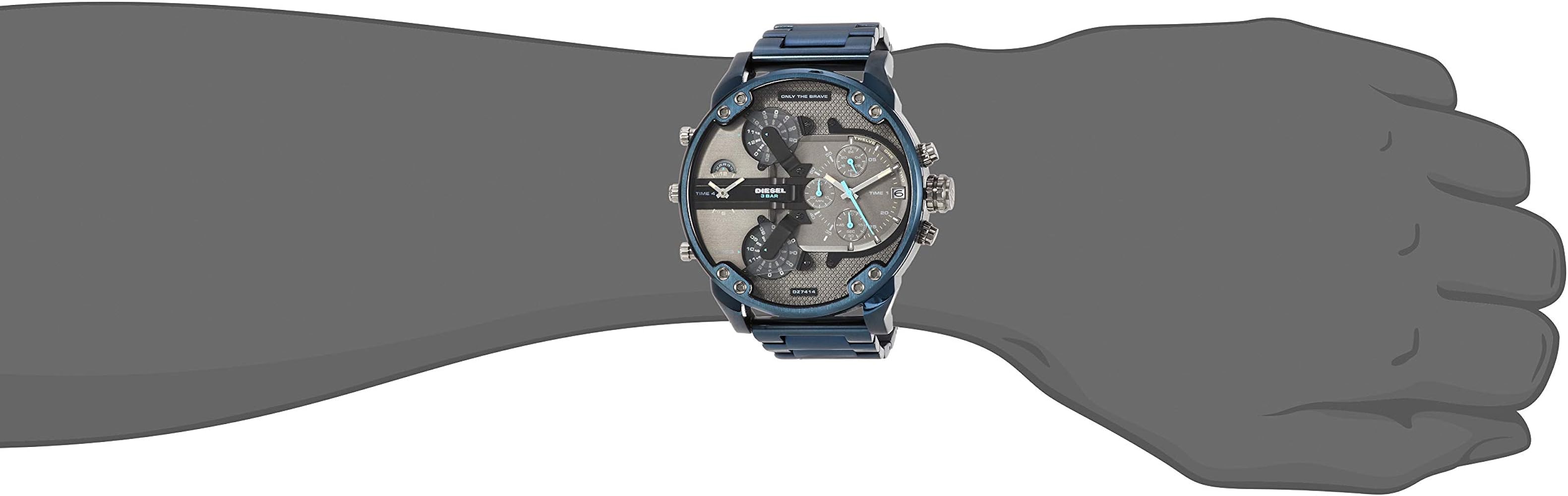Diesel DZ7414 Daddy 2.0 Chronograph Men's Watch – Grey Dial & Blue Stainless Steel Strap