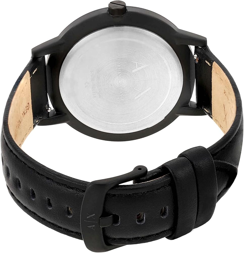 Armani Exchange Cayde AX7120 Men's Analog Watch – Black Dial with Black Leather Strap