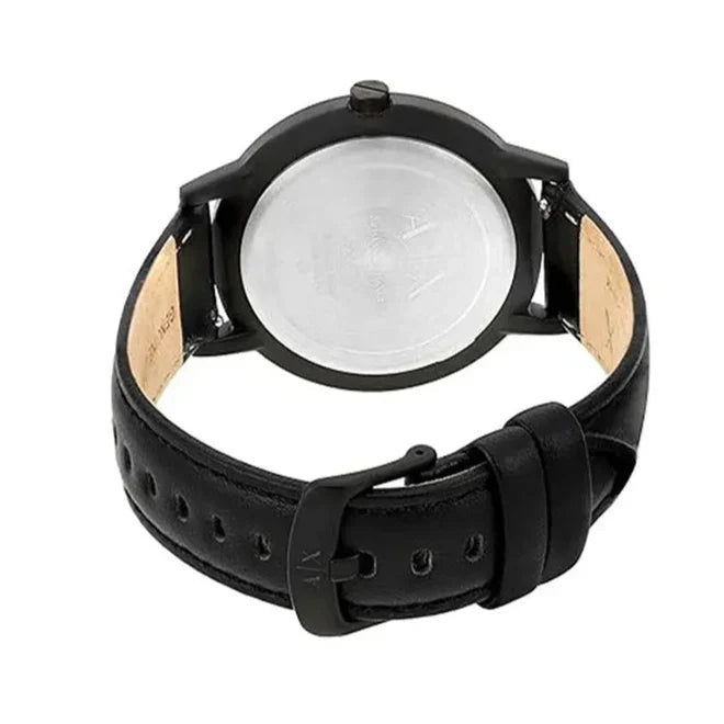 Armani Exchange Cayde AX7120 Men's Analog Watch – Black Dial with Black Leather Strap