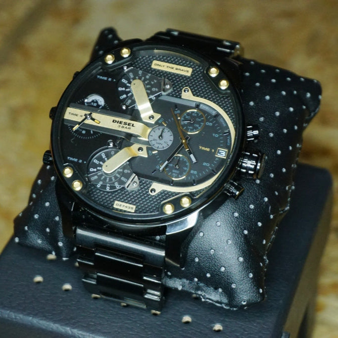 Diesel DZ7435 Mr. Daddy 2.0 Chronograph Men's Watch – Black Dial & Black Stainless Steel Strap