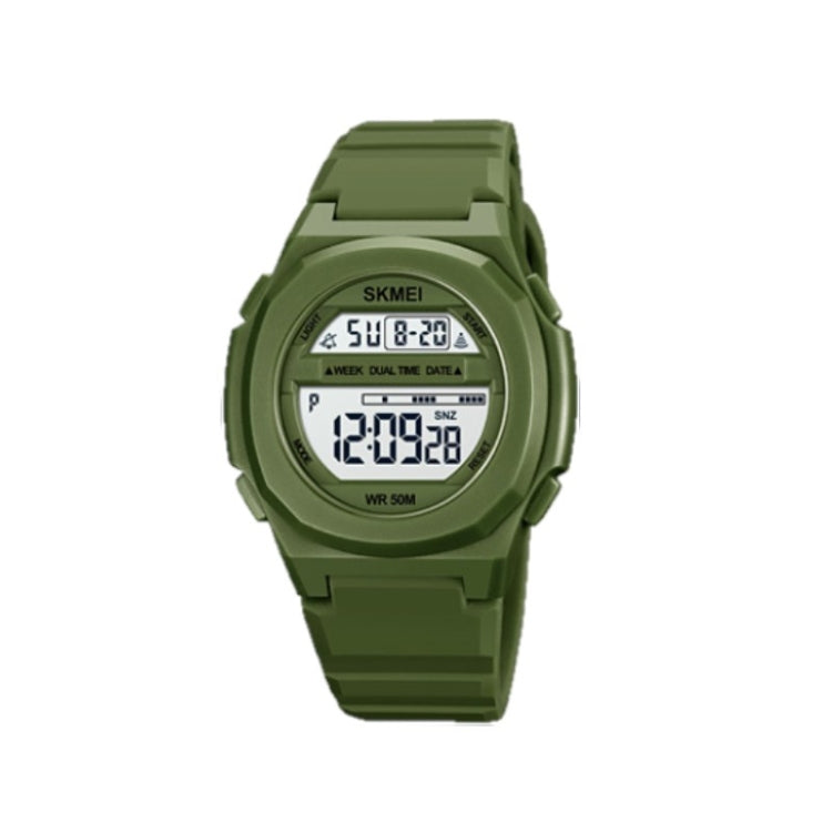 skmei-1821-stainless-steel-buckle-silicone-strap-electronic-watcharmy-green
