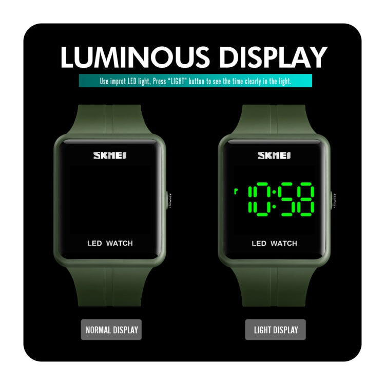 skmei-1541-fashion-led-watch-square-couple-model-waterproof-electronic-watch-silicone-watchgreen