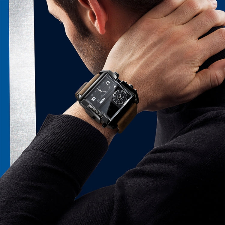 skmei-1391-multifunctional-men-business-digital-watch-30m-waterproof-square-dial-wrist-watch-with-leather-watchbandrose-gold