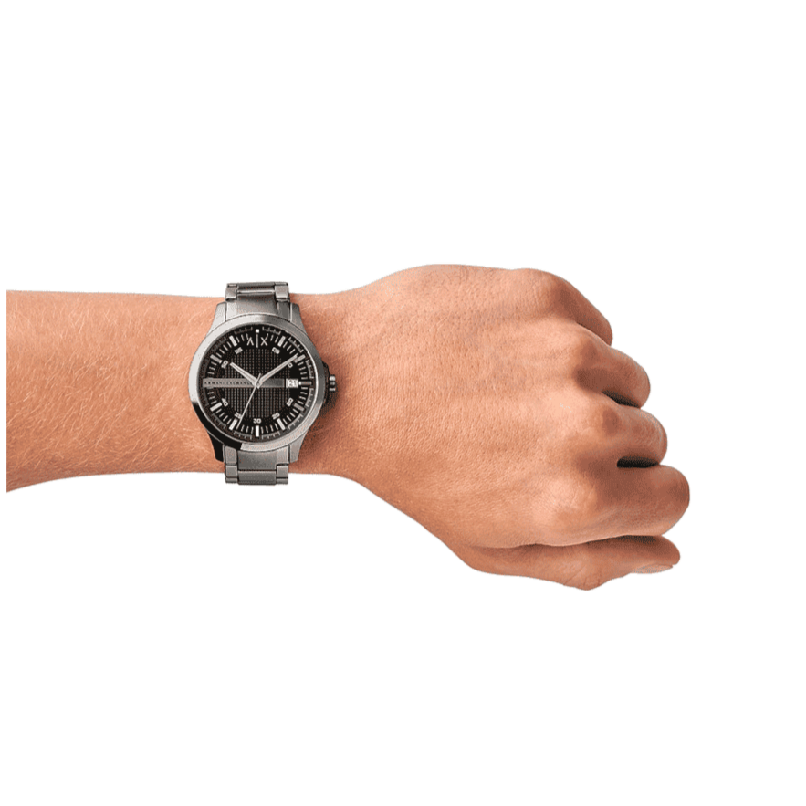 Armani Exchange Hampton AX2103 Men's Chronograph Watch – Black Dial with Silver-Tone Stainless Steel Strap
