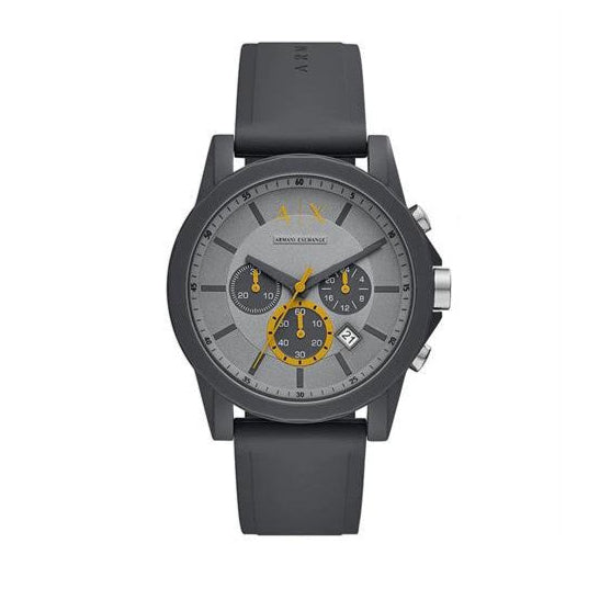 Armani Exchange Outerbanks AX7123 Men's Chronograph Watch – Grey Dial with Grey Silicone Strap