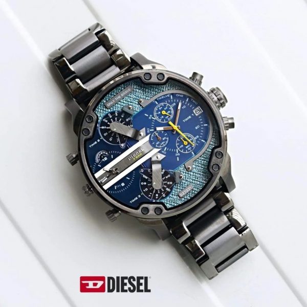 Diesel DZ7331 Big Daddy 2.0 Chronograph Men's Watch – Blue Dial & Grey Stainless Steel Strap