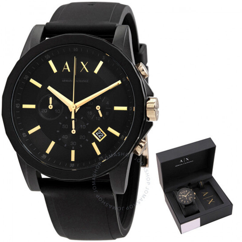Armani Exchange Outerbanks AX7105 Men's Chronograph Watch – Black Dial with Black Stainless Steel Strap